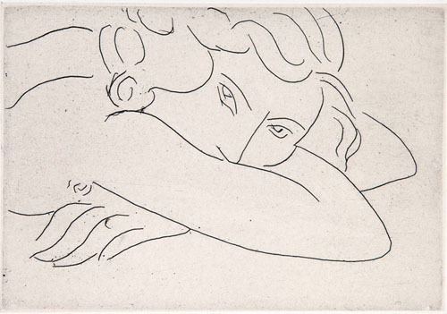 HENRI MATISSE (1869-1954). Jeune Femme le Visage enfoui dans les Bras, etching, 1929, on Chine collé, Artwork © Succession H. Matisse/ DACS 2019