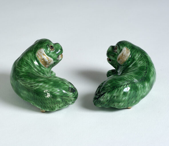 Green Chinese ‘Shisa’ Dog Incense Holders       Unknown origin, c.1880-1900, Porcelain These objects take their design from the Chinese ‘Shisa’ dog, a cross between a lion and a dog. ‘Shisa’ are also referred to as guardian dogs, thought to bring good luck and prosperity.