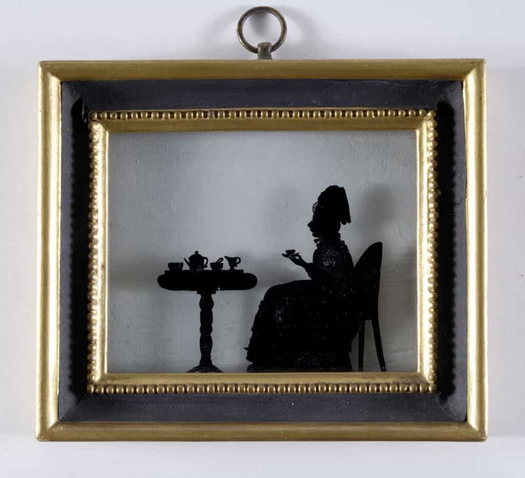 Silhouette Lady Taking Tea