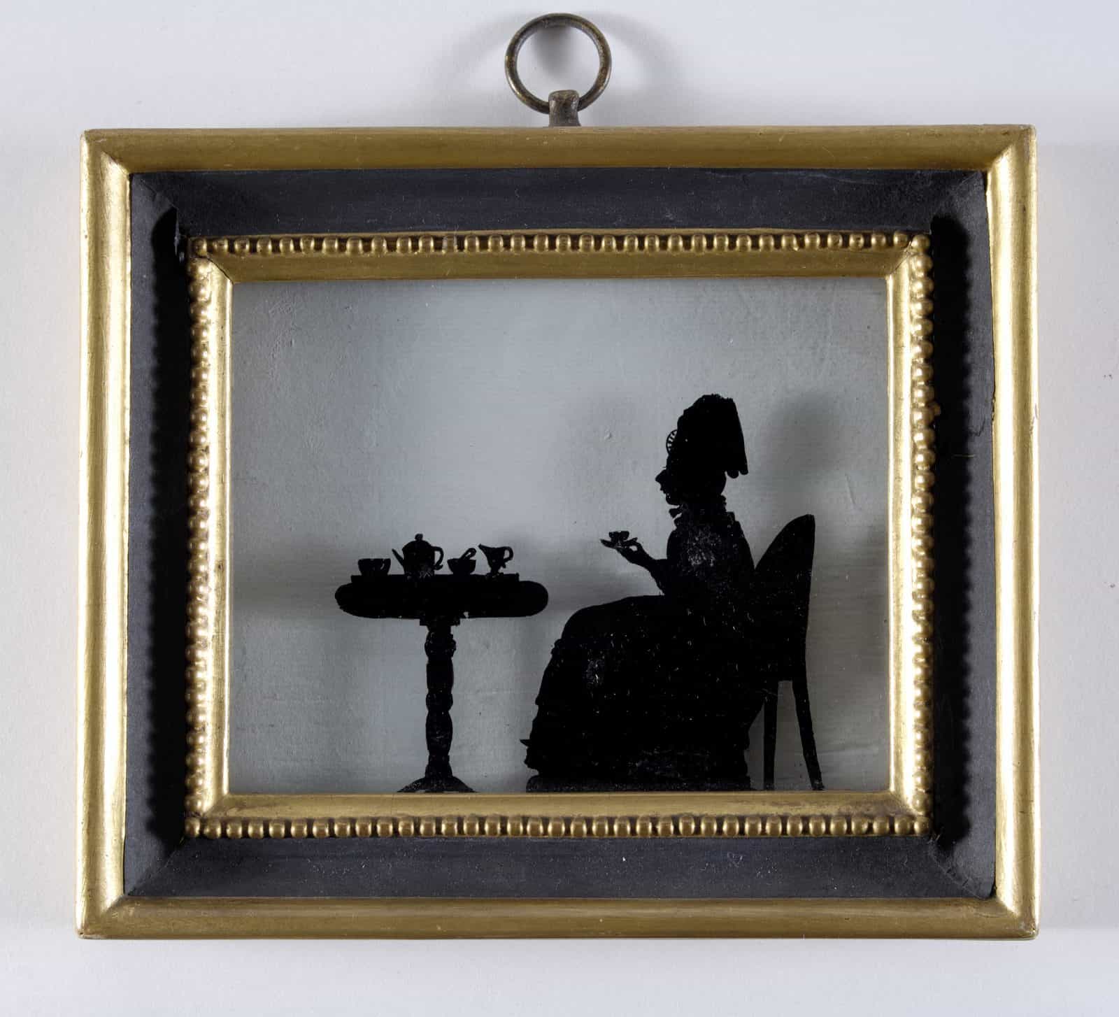 Silhouette Lady Taking Tea