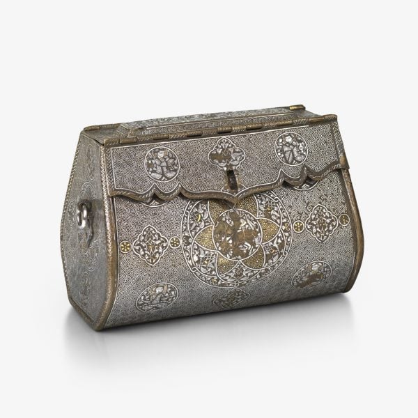 A clutch bag made from metal