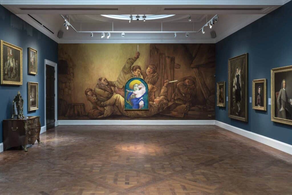 The Holburne picture gallery on the top floor with Nicolas Party's mural filling a whole wall at the end