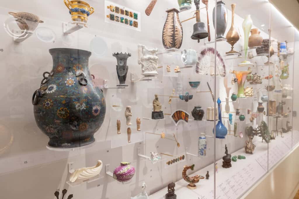 Display case featuring hidden treasures from the Holburne Museum collection.