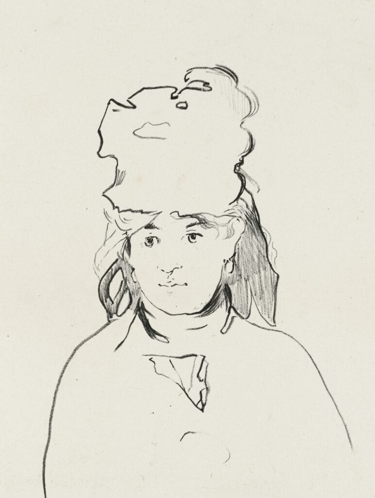 Pencil drawing of woman with hat on
